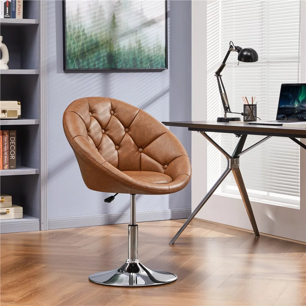Upholstered Tufted Height Adjustable Swivel Barrel Chair C775