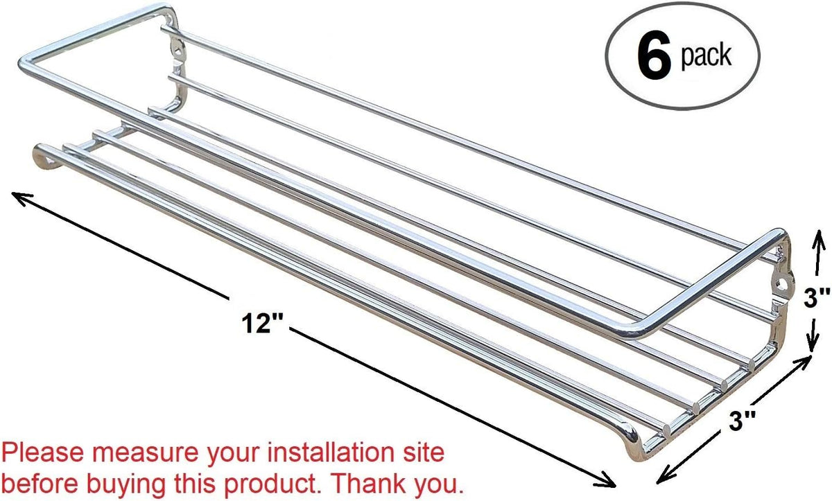 6 Pack Wall Mount Spice Rack Organizer for Cabinet, 12 x 3 x 3 inches O373756
