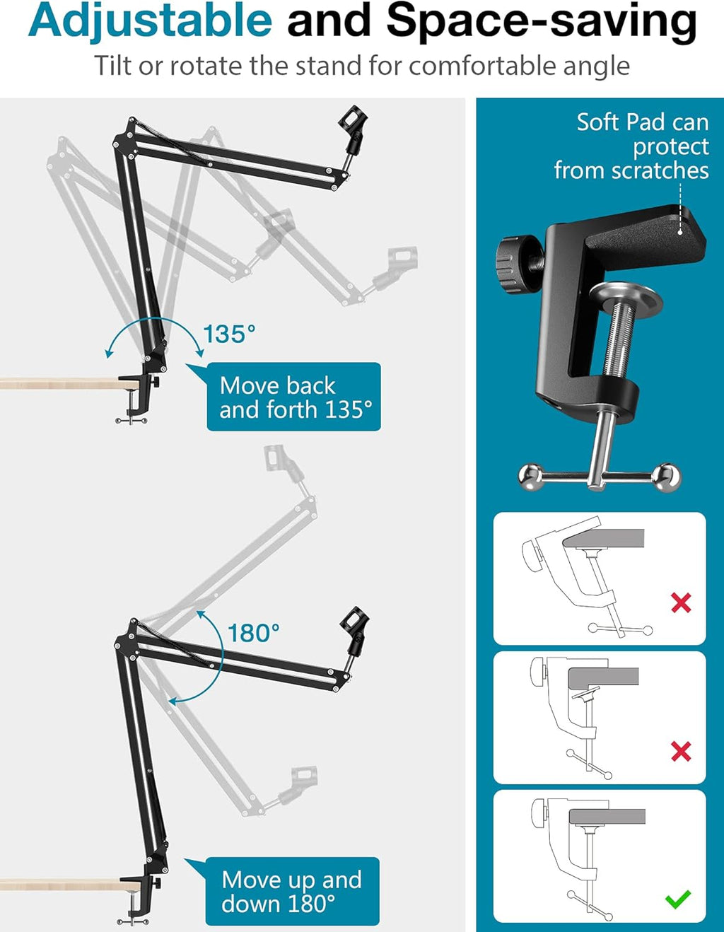 Boom Scissor Arm Microphone Stand with Shock Mount, Pack of 2 L270901