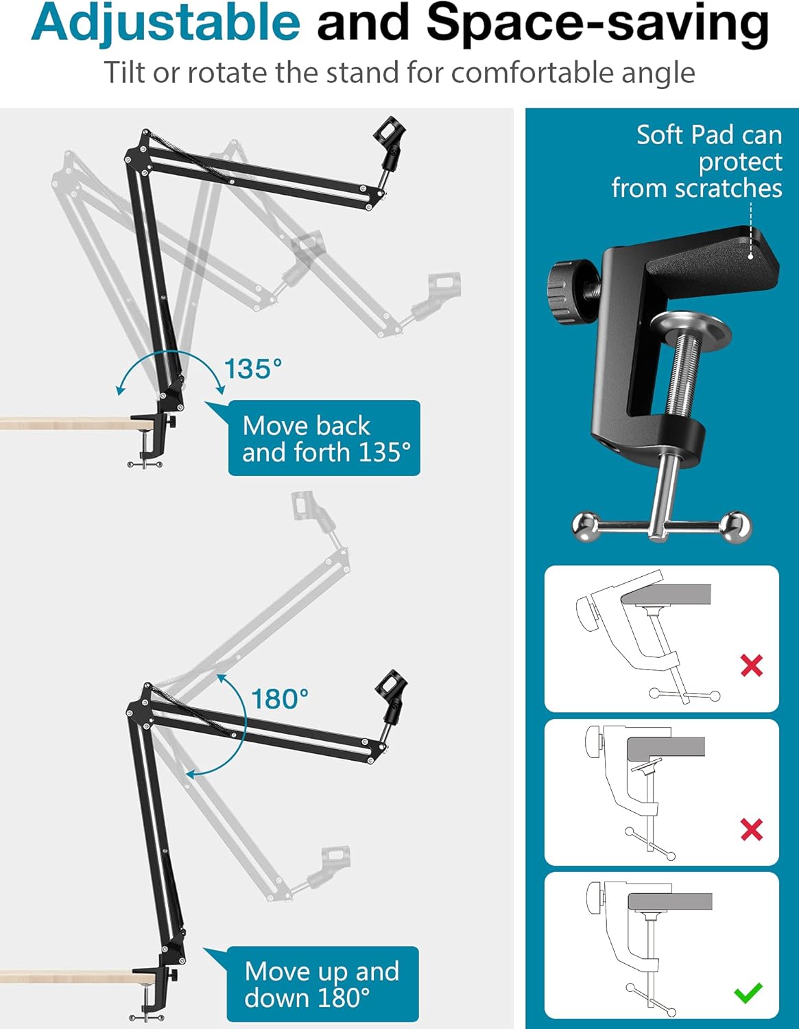 Boom Scissor Arm Microphone Stand with Shock Mount, Pack of 2 L270901