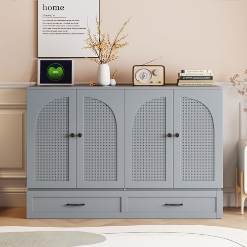 Gray Full Size Solid Wood Murphy Bed with Storage Drawer C35859