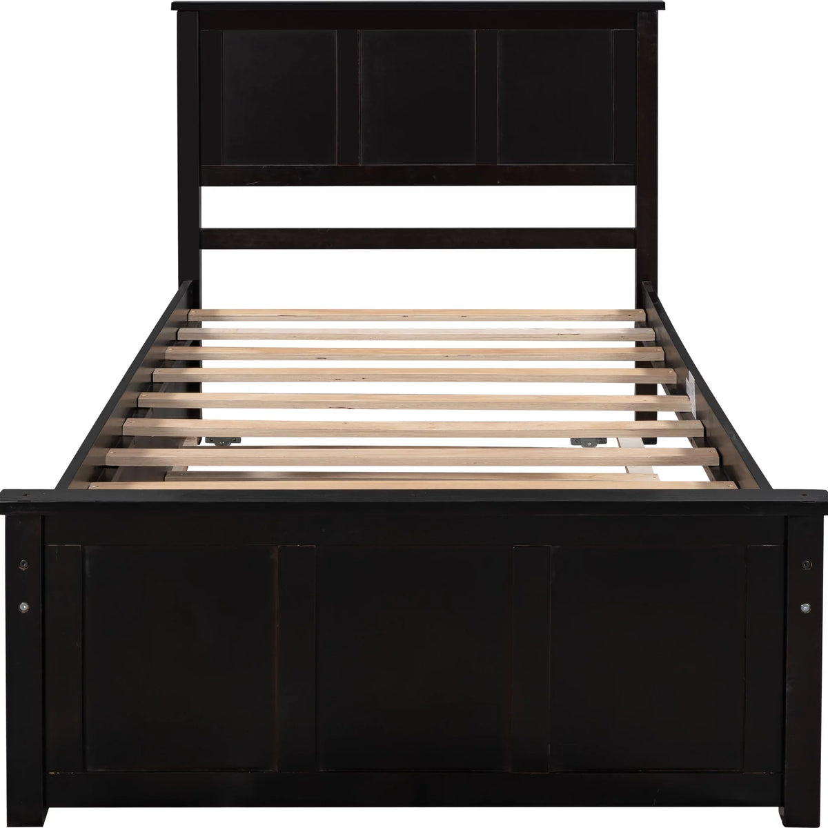 Wood Twin Platform Bed with Headboard & Trundle L1825