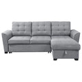 Light Gray Fabric Sleeper Sectional Sofa with Reversible Storage Chaise H66692