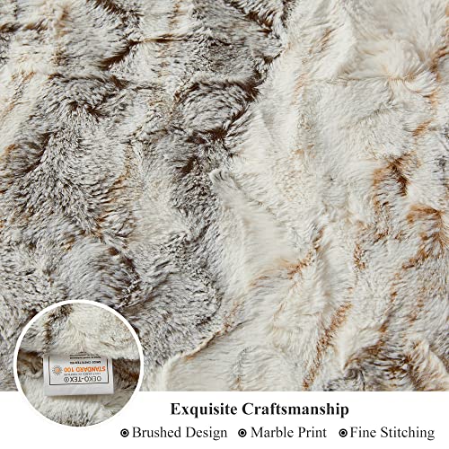 Marble Light Grey 50x60 Faux Fur Throw Blanket Z75636