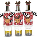3Pack Christmas Wine Bottle Covers Reindeer Red R5395