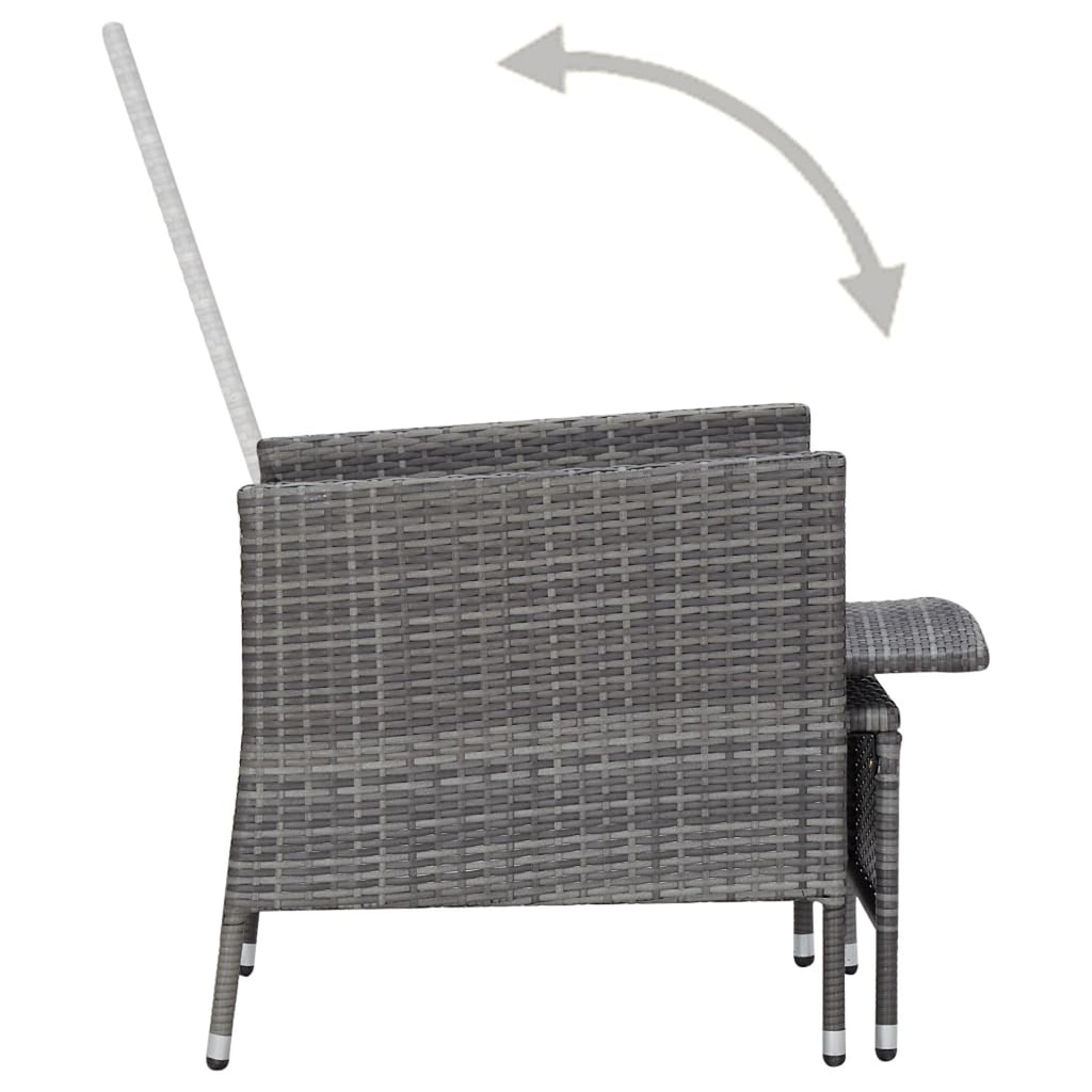 2 Piece Gray Poly Rattan Outdoor Lounge Set with Cushions A212