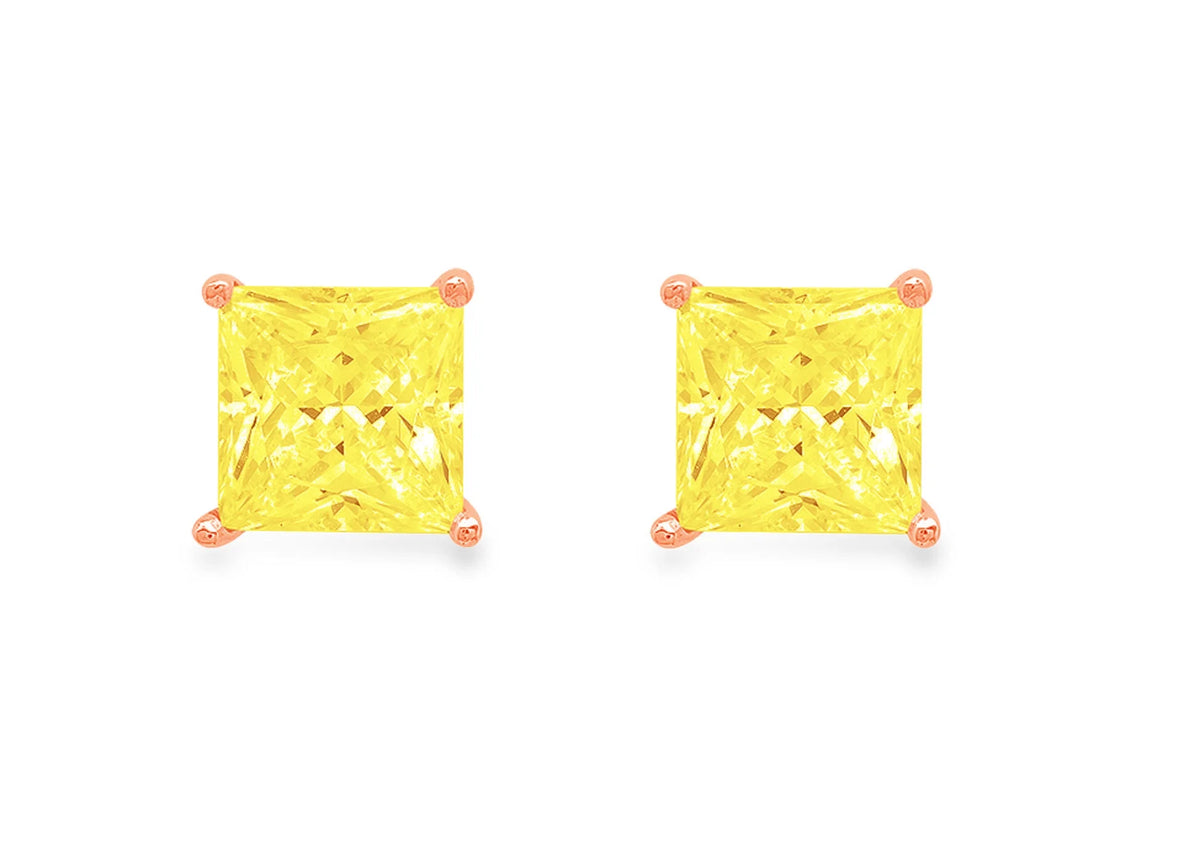 18K Rose Gold Solitaire Stud Earrings N734669