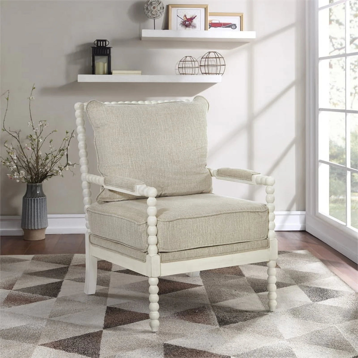 Linen White Fabric Chair K131