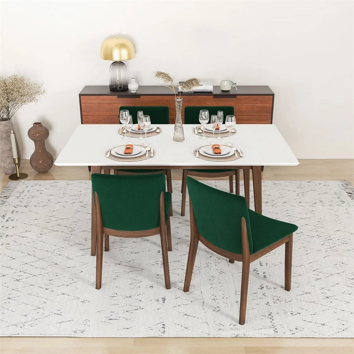Solid Wood Walnut Dining Table and Chair Set of 4 W260