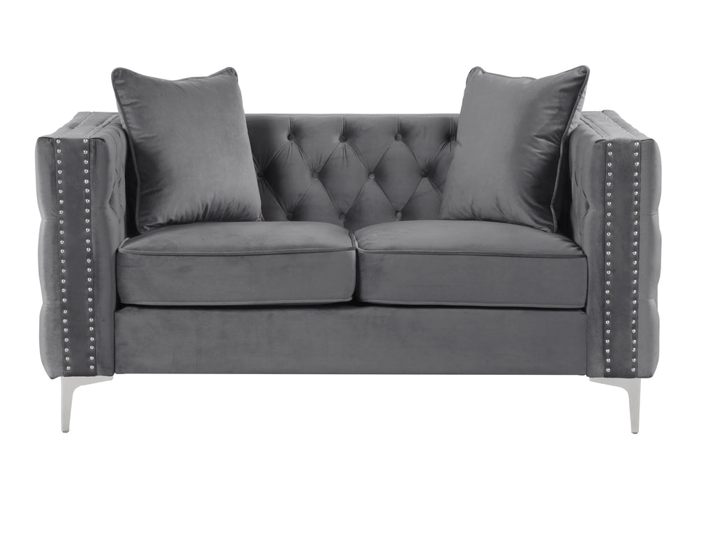 Gray Velvet 3 Pieces Loveseat and 2 Armchairs A5113