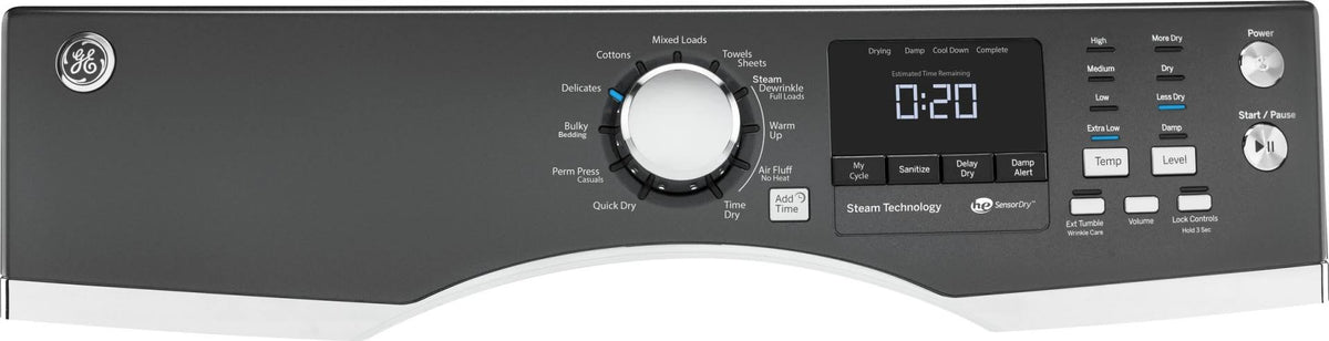 Gray Electric Dryer with Steam D5005