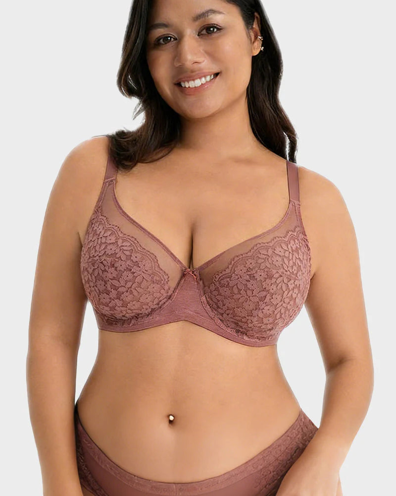 Floral Lace Minimizer Bra Full Coverage H911