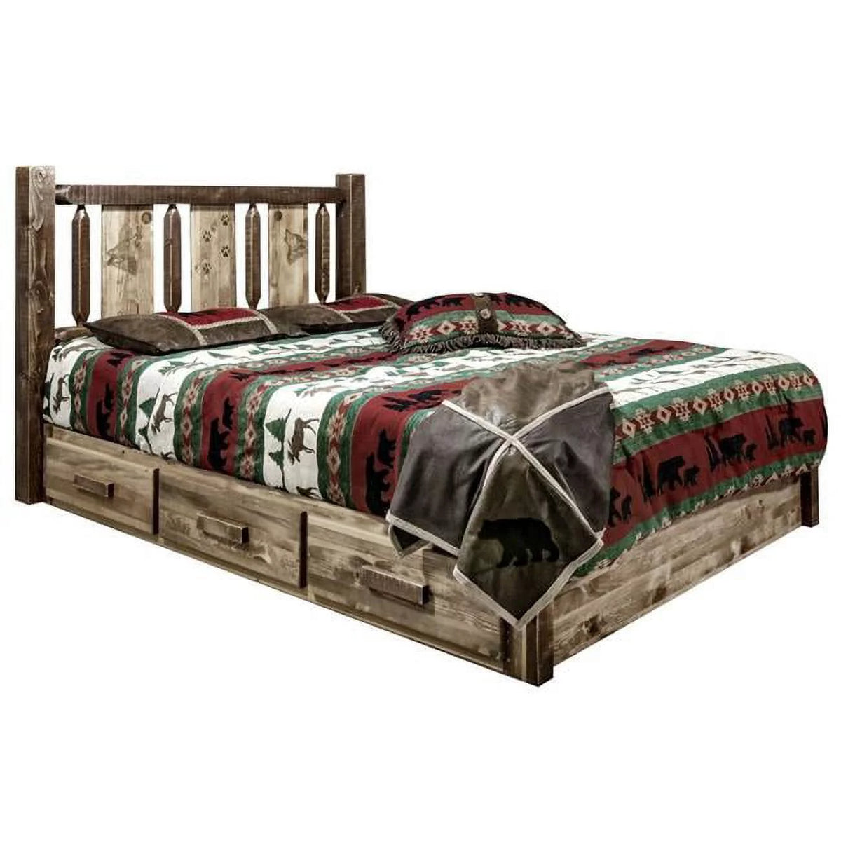 Full Size Platform Bed with Storage J507