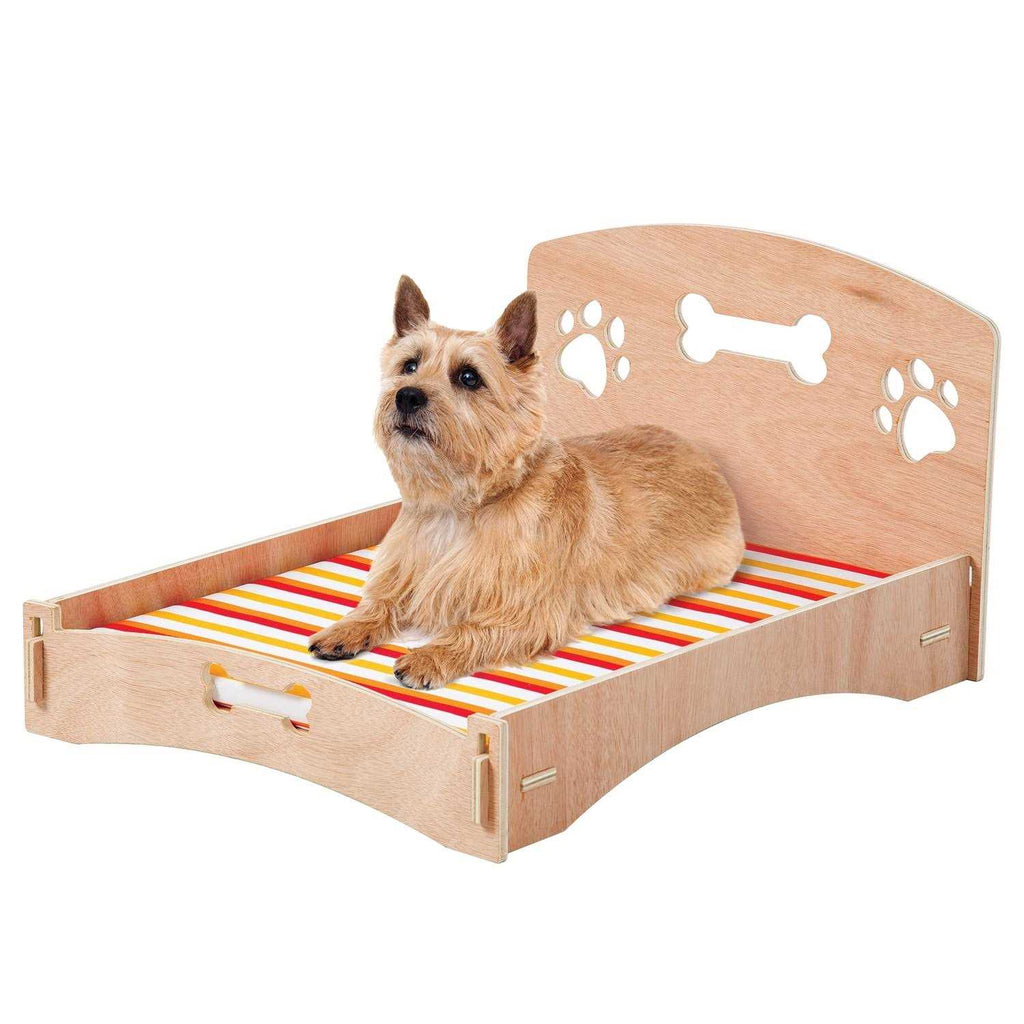 Wooden Bone & Paw Design Sofa Cat & Dog Bed with Removable Cover R595