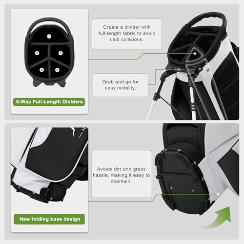 Lightweight Golf Stand Bag with 5 Way Full-Length Dividers and 8 Pockets Y613657