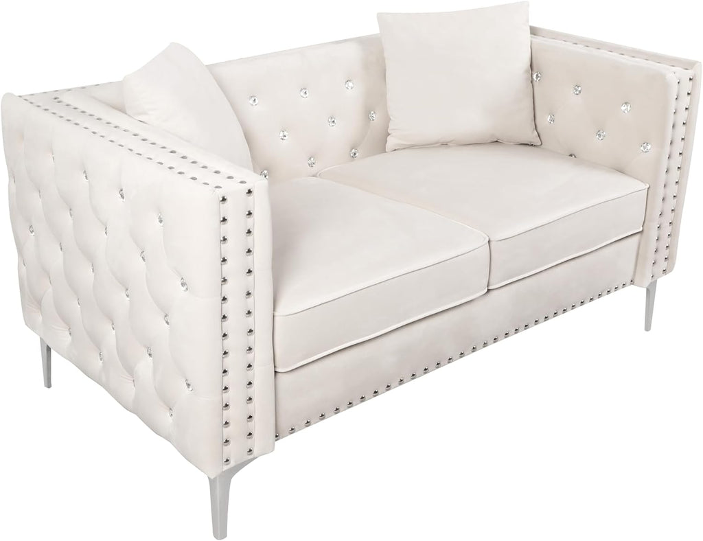 Beige Velvet Sofa and Loveseat Set G299