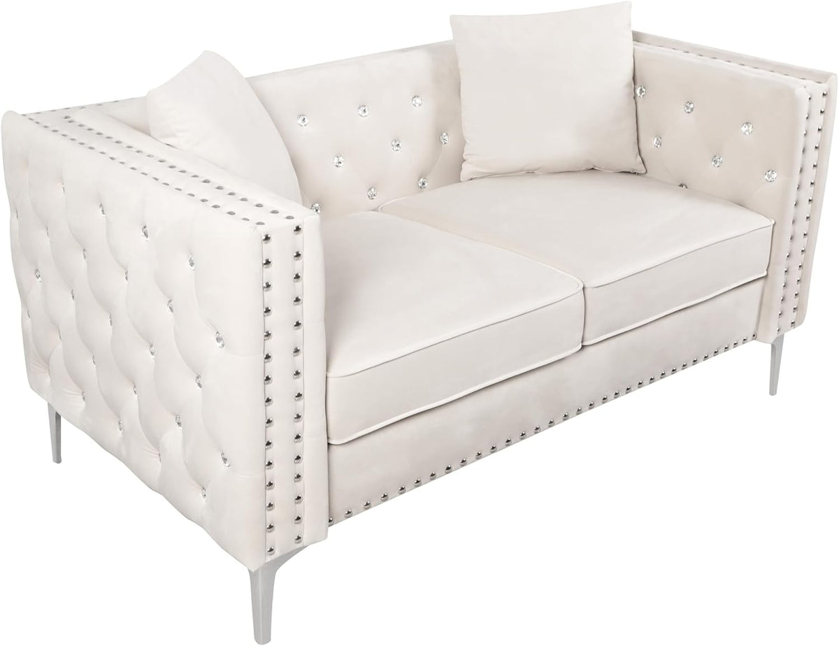 Beige Velvet Sofa and Loveseat Set G299