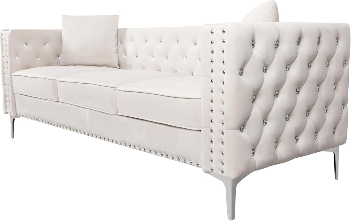 Beige Velvet Sofa and Loveseat Set G299
