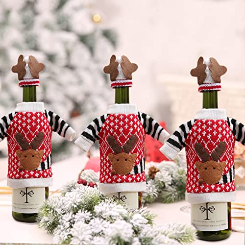 3Pack Christmas Wine Bottle Covers Reindeer Red R5395