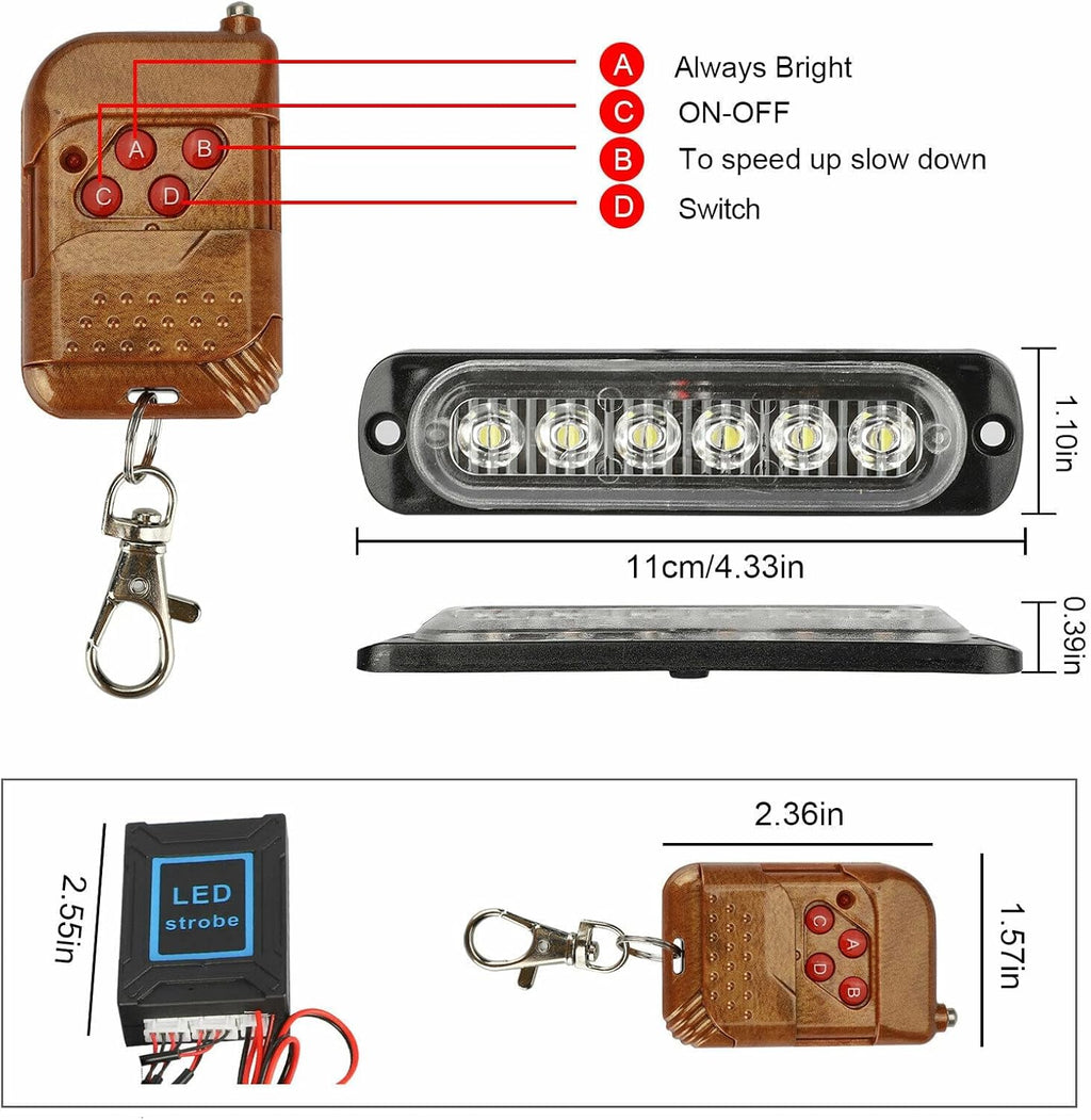 16Pcs Amber White LED Emergency Strobe Lights T21208