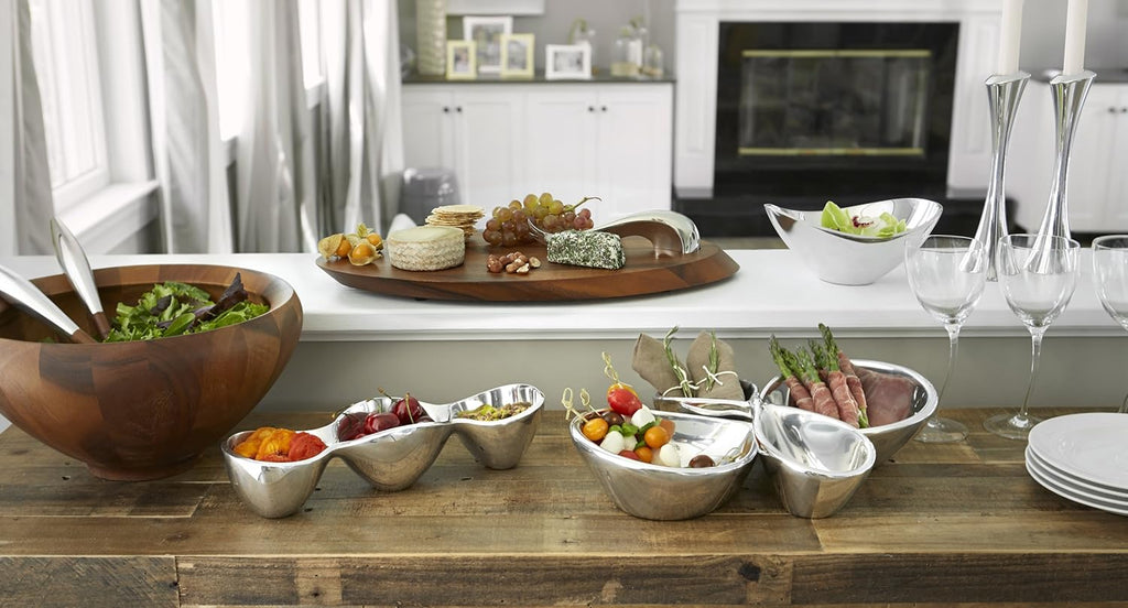 Condiment Server 3 Piece Set Acacia Wood and Glass L8586