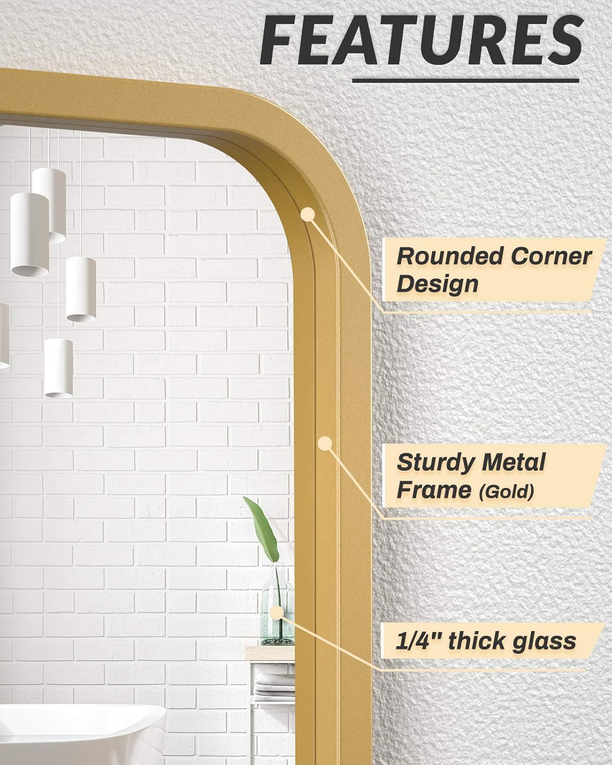 24 x 36 Inch Gold Wall-Mounted Mirror R664120