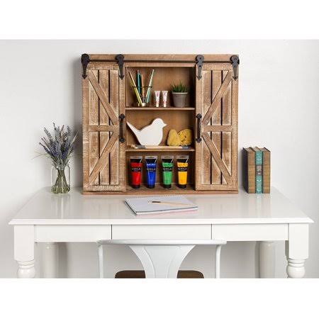 Wood Wall Cabinet with Sliding Barn Door V4837