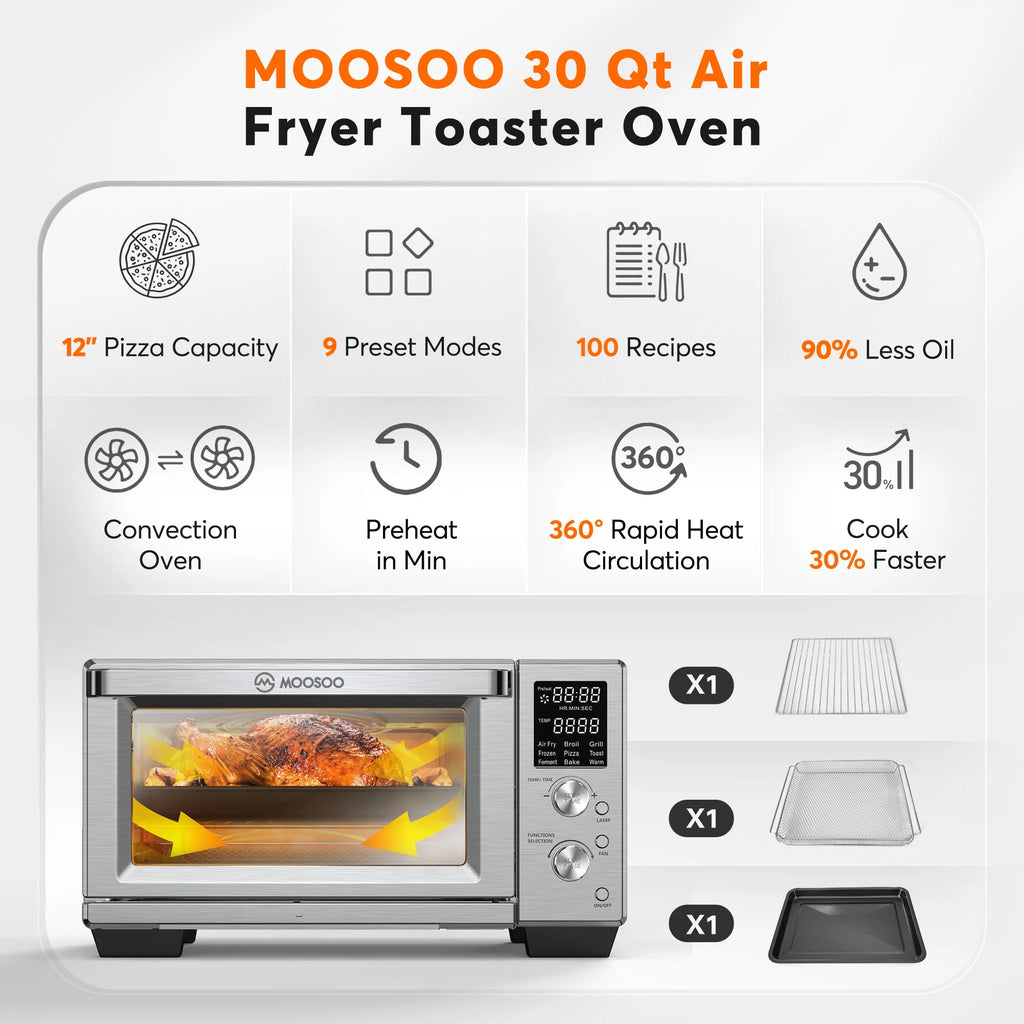 30Qt Stainless Steel Air Fryer Toaster Oven C532