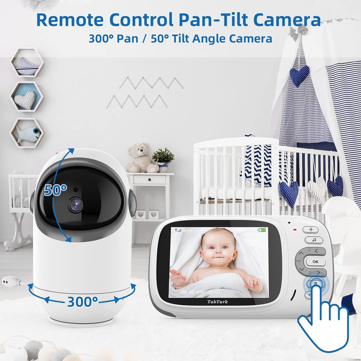 Video Baby Monitor with Camera and Audio, Two-Way Audio, Night Vision F922