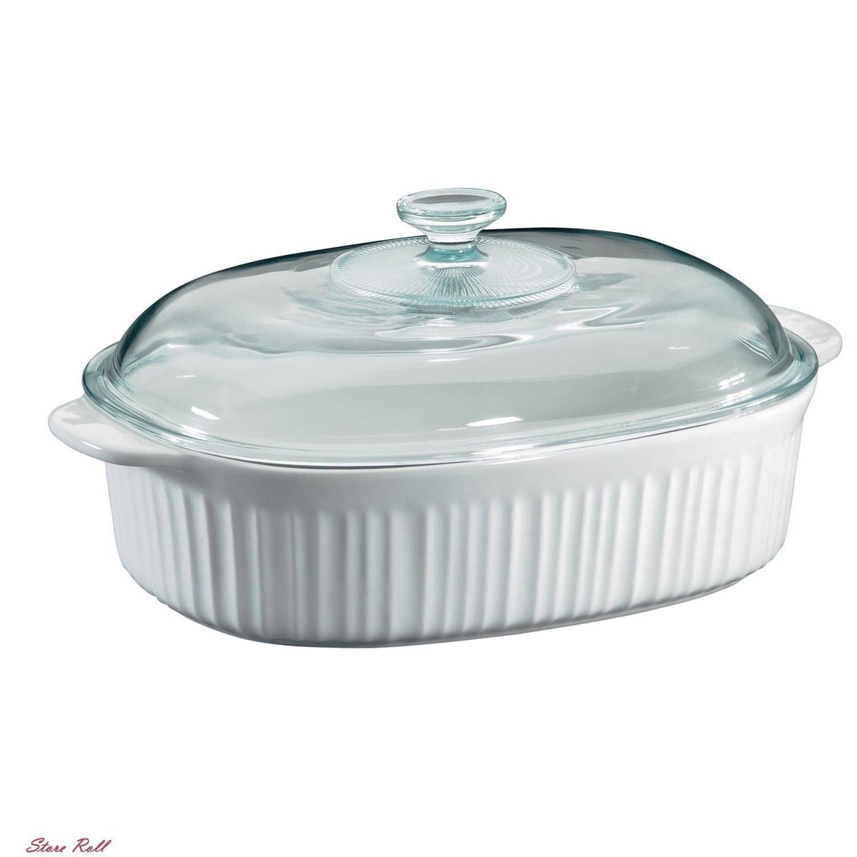 French White 4 Quart Oval Casserole with Glass Cover H636