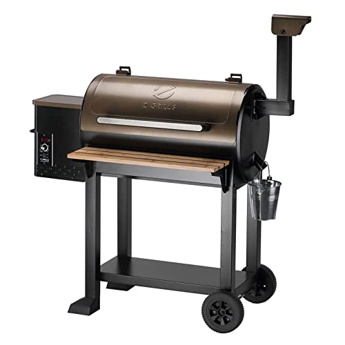 Pellet Grill Smoker with PID Controller, LCD Screen, 2 Meat Probes, Storage Cabinet, 697 sq in Cooking Area, Rain Cover, Bronze T125