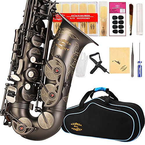 Black Lacquer E Flat Alto Saxophone with Case F654