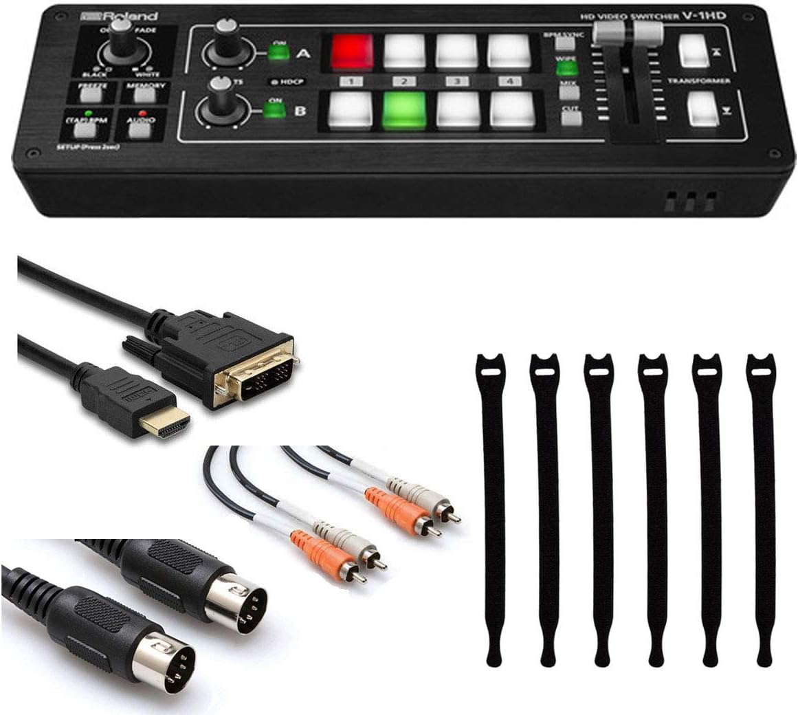 HD Video Switcher + Dual RCA Cable + HDMI Cable + MIDI Cable H353