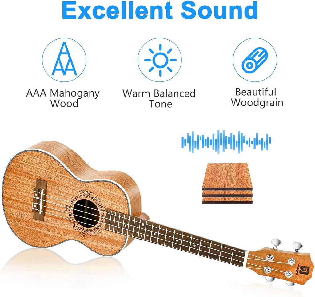 Mahogany 23 inch Concert Ukulele and Electric Acoustic Tenor Ukulele Bundle M33206