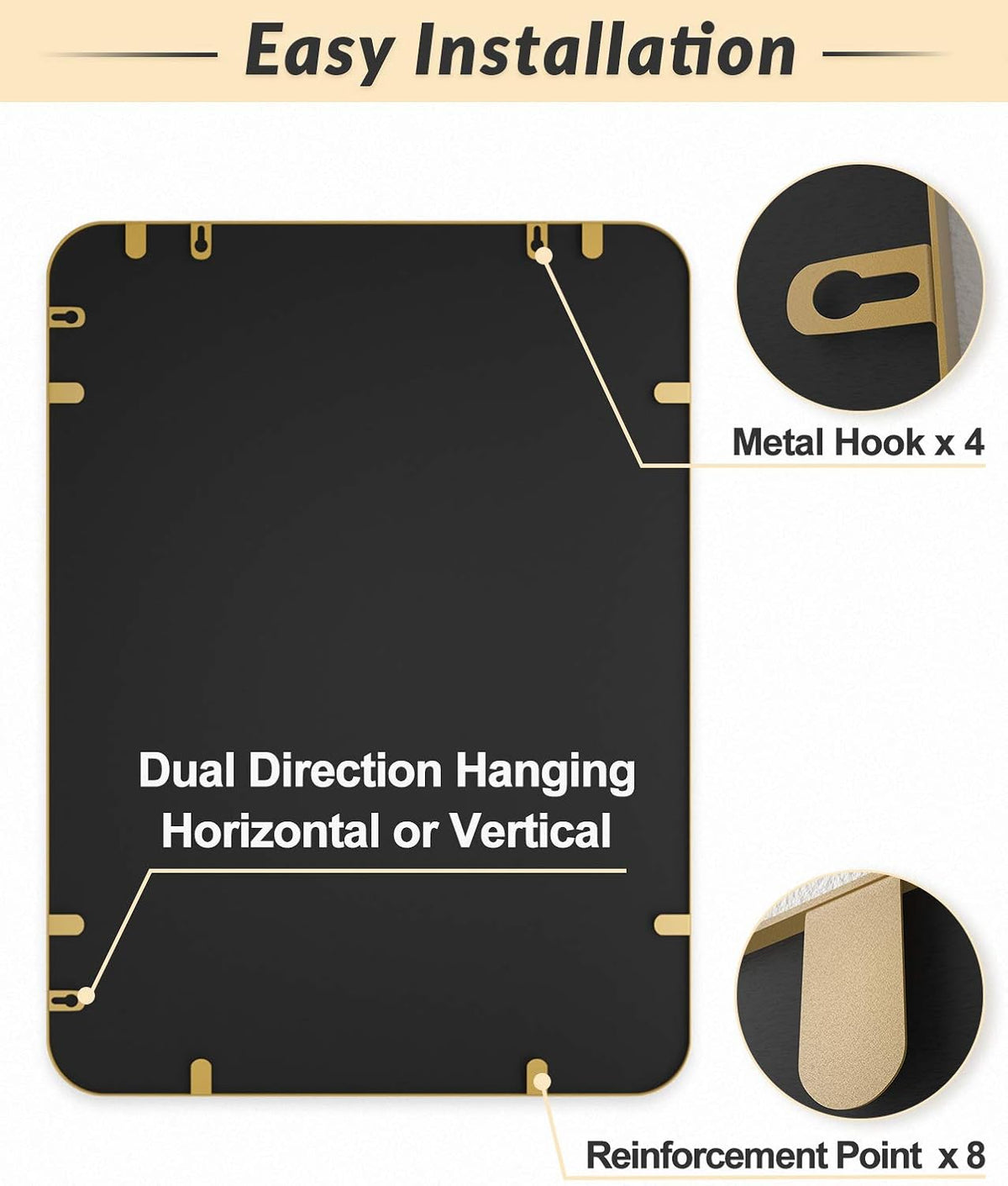 24 x 36 Inch Gold Wall-Mounted Mirror R664120