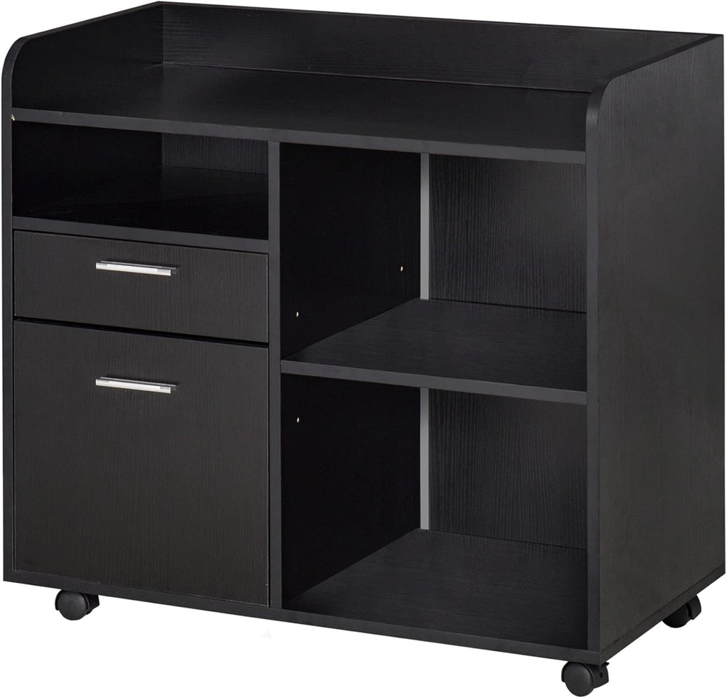 White Mobile Filing Cabinet with 2 Drawers and 3 Shelves Q7106