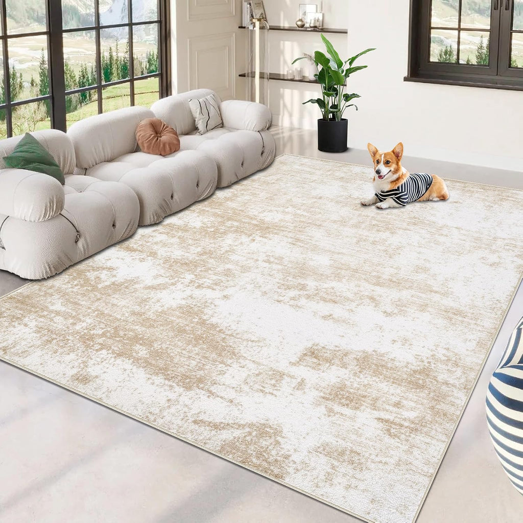 Beige 8x10 Washable Area Rug E811665