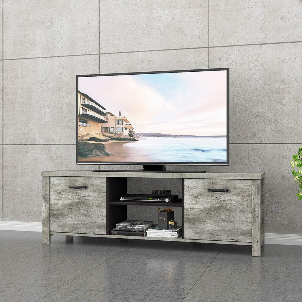 Light Grey Wood TV Stand with Two Drawers B436949