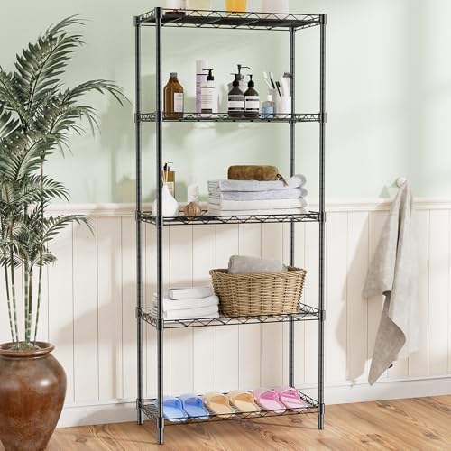 5-Tier Adjustable Metal Wire Shelving Unit W49733