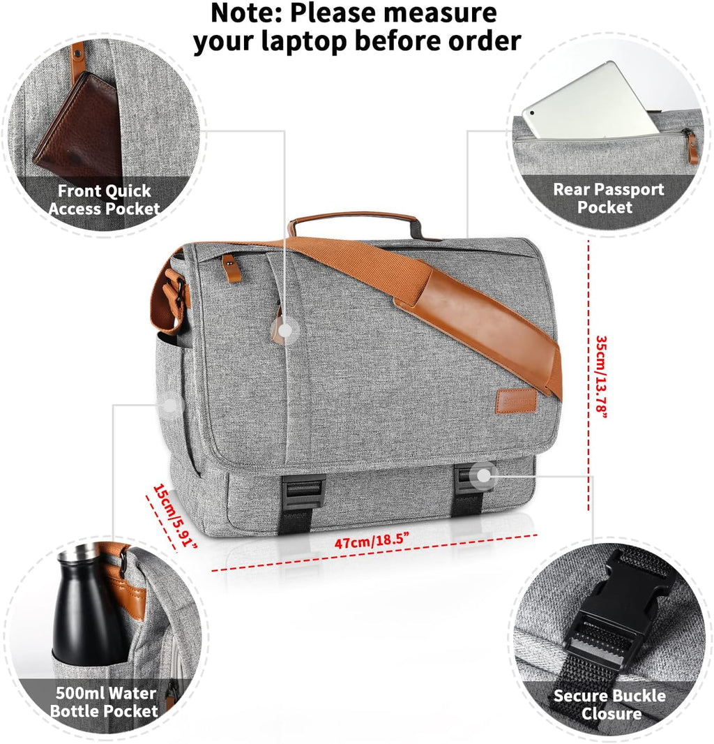 Light Grey Canvas Messenger Bag 17-17.3 Inch K5508