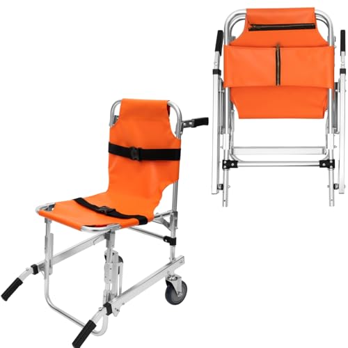 Foldable Stair Chair with 2 Wheels, 350 lbs Load Capacity (Orange) B23300