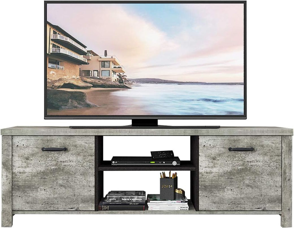Light Grey Wood TV Stand with Two Drawers B436949