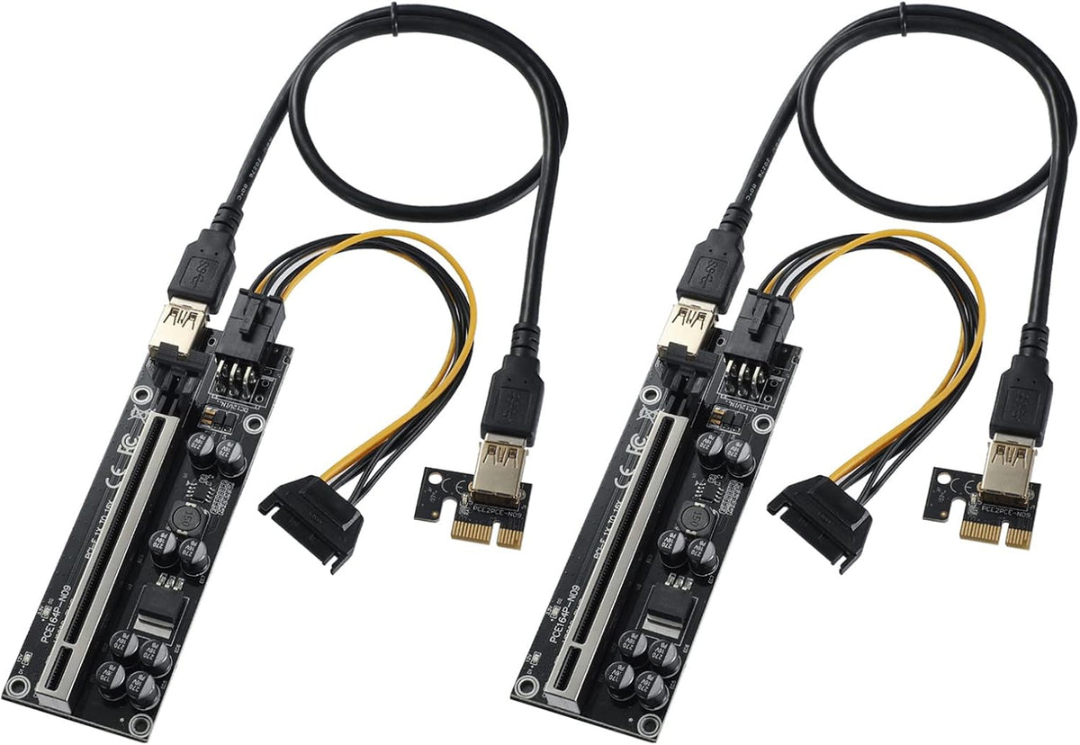 PCIE Riser with 6PIN SATA Power Cable and 60cm USB 3.0 Cable, 6 Pack N41197