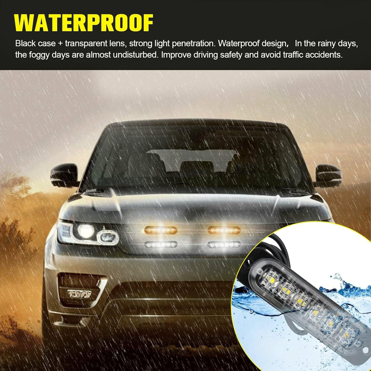 16Pcs Amber White LED Emergency Strobe Lights T21208