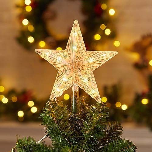 Christmas Tree Topper Star Lighted Bethlehem Hexagram 3D Pentagram Built-in 10 Bulbs Plug in I5528