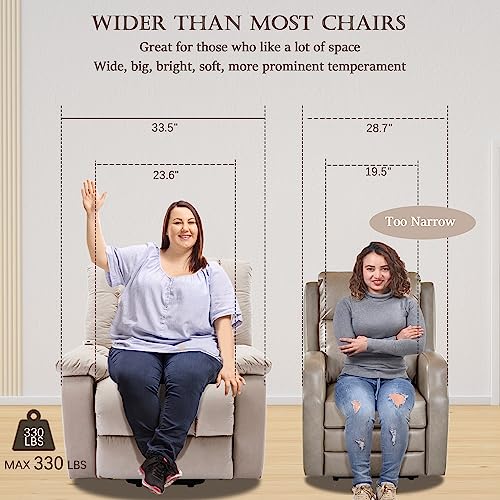 Beige Velvet Electric Lift Recliner Chair with Heat and Vibration V6526