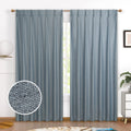 Dusty Blue Faux Linen Blackout Curtains 84 Inches 2 Panels Z151