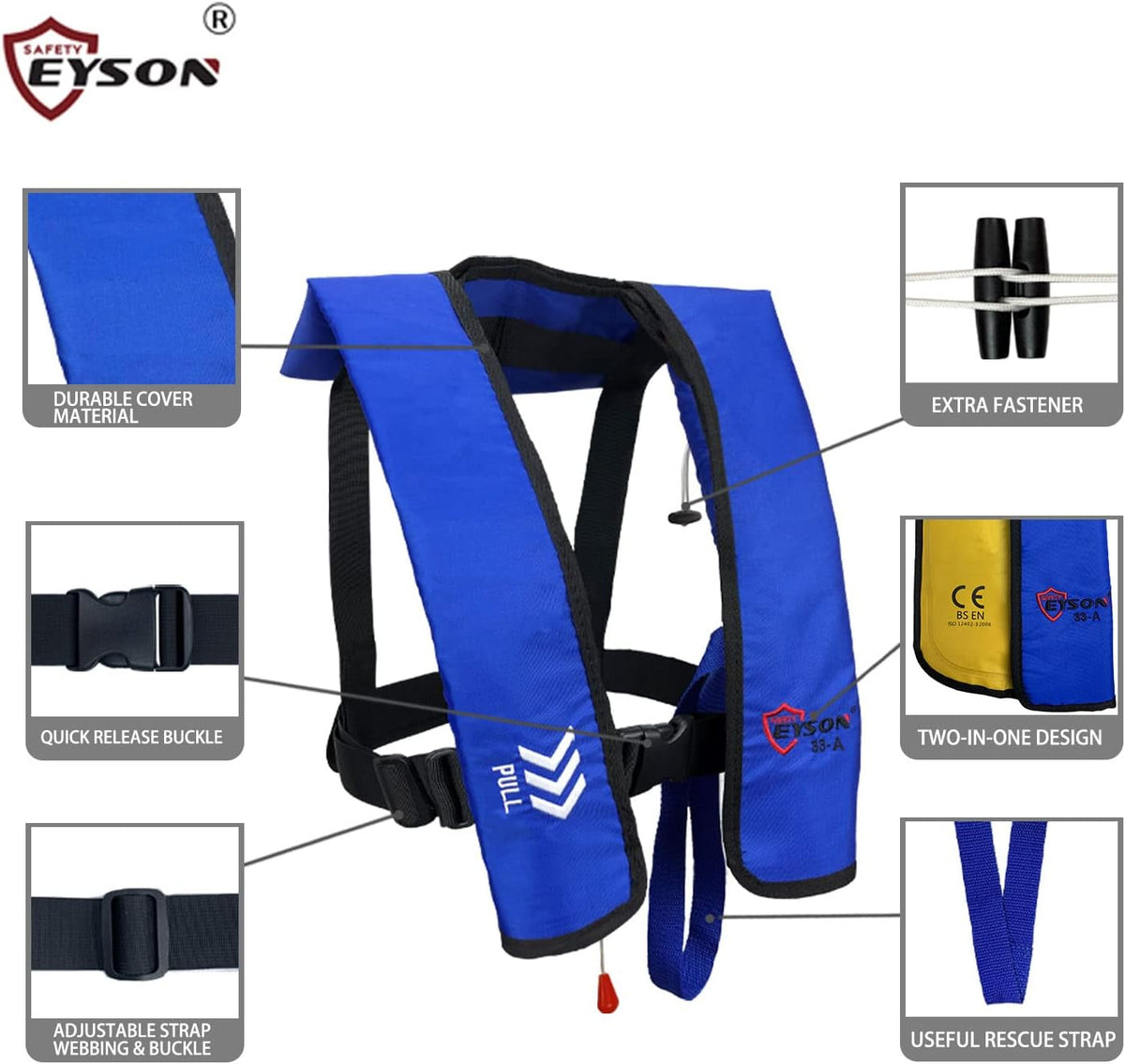 Blue Auto Inflatable Life Jacket Q21981