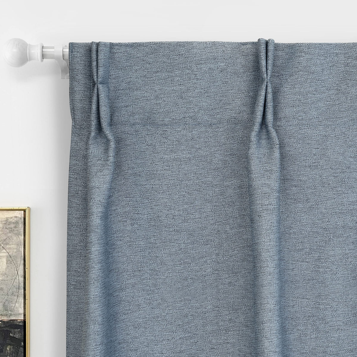 Dusty Blue Faux Linen Blackout Curtains 84 Inches 2 Panels Z151