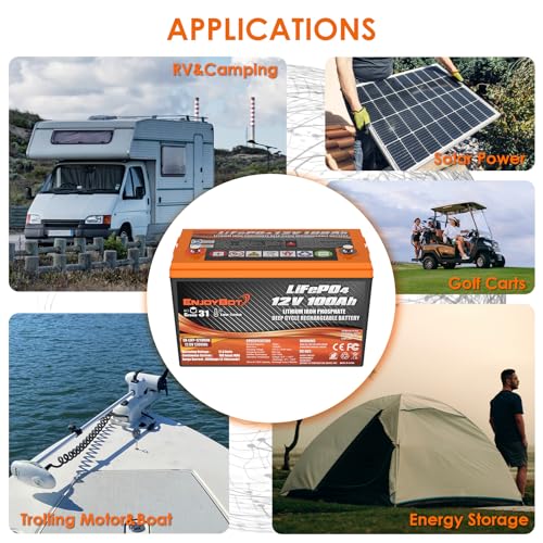 12V 100Ah LiFePO4 Lithium Battery with 100A BMS, Low Temp Cut Off Deep Cycle Battery S481868